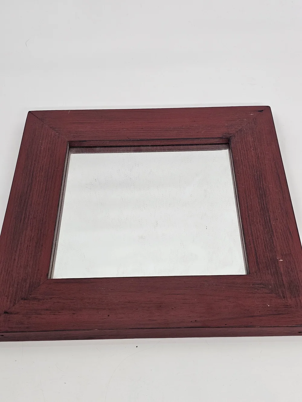 Nice Quality Square Wooden Wall Mirror in Deep Red